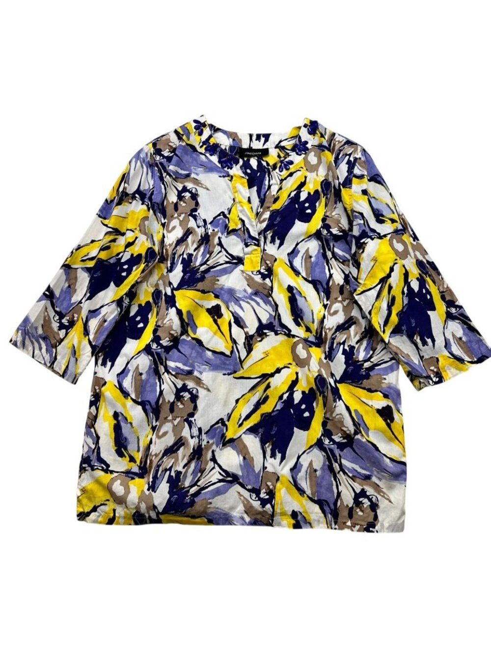 Jones New York Women's 3/4-Sleeve Tunic Blouse Multicolor Abstract Floral
